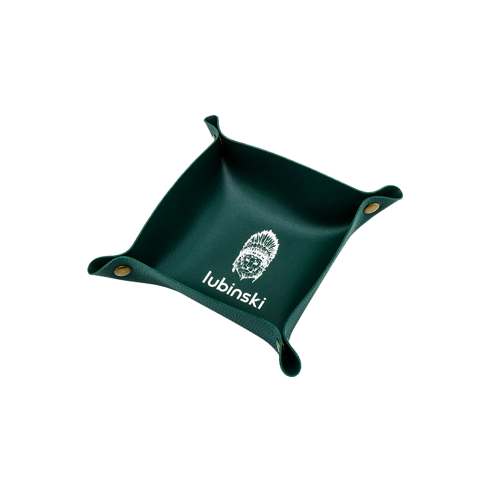 Cendrier de poche en cuir couleur vert, parfait pour les amateurs de cigares en déplacement.