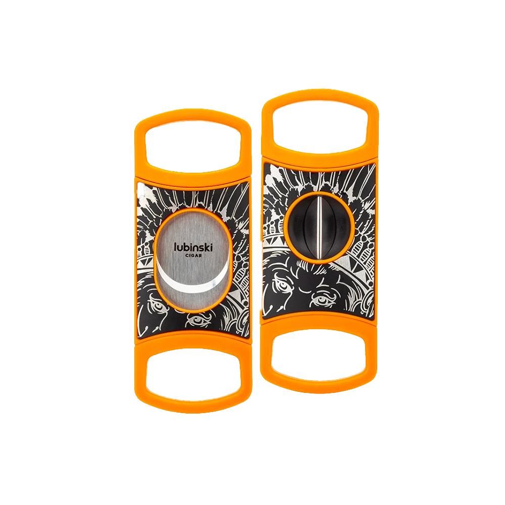 Coupe-cigare portable orange 2 en 1 avec lame en acier inoxydable et coupe en V.