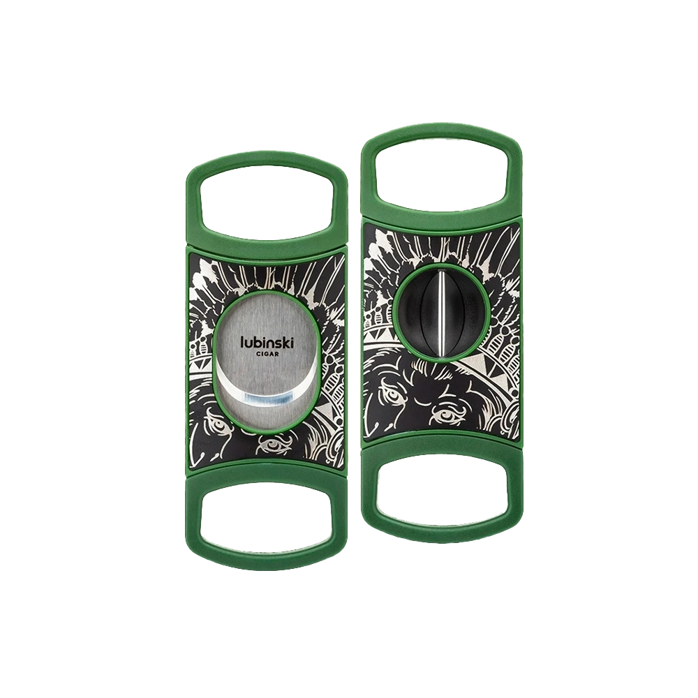 Coupe-cigare portable vert 2 en 1 avec lame en acier inoxydable et coupe en V.