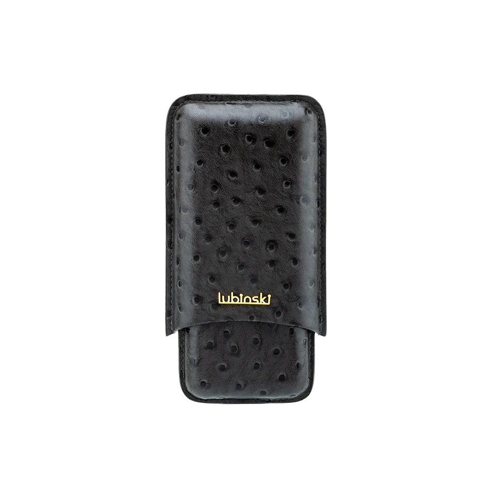 Étui 3 cigares en cuir de vache gris avec relief élégant.