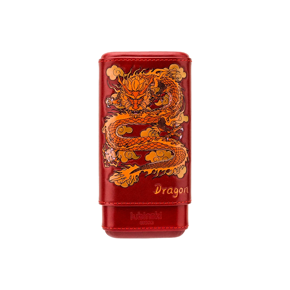 Étui 3 cigares en cuir rouge de vache et bois de cèdre, édition limitée "Année du Dragon
