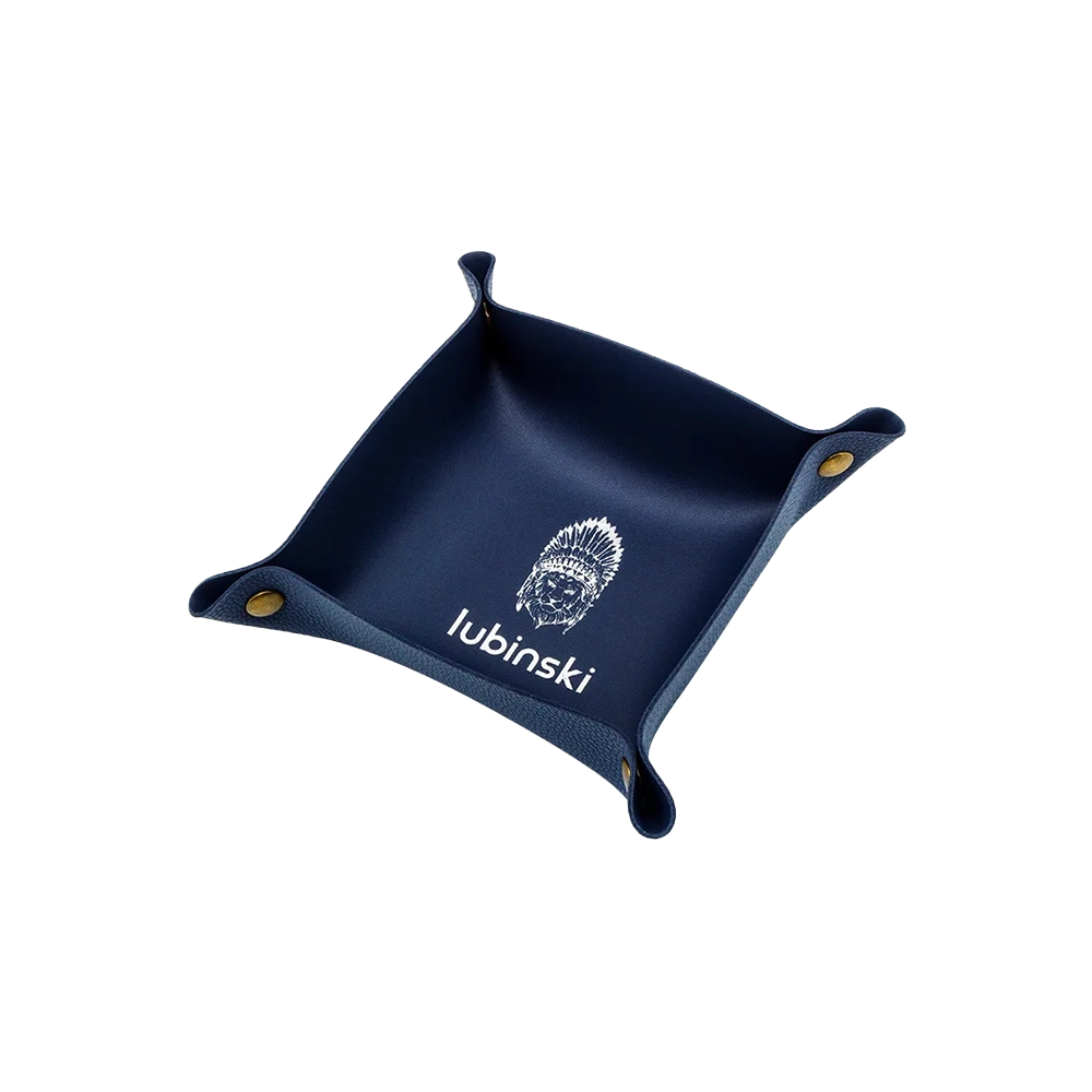 Cendrier de poche en cuir couleur bleu, design élégant et compact.